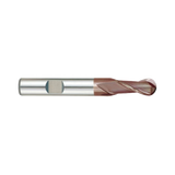 (G9438) K-2 Carbide, 2Flute Ball Nose End Mill, Long Length, Flat Shank