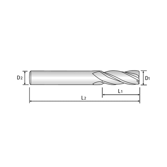 (G9G46) K-2 Carbide, 3Flute End Mill, Throw Away with Chamfer