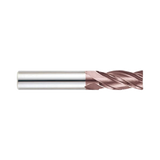 (G9B84) K-2 Carbide, 4Flute Corner Radius End Mill, Short Length