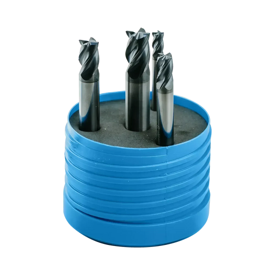 K-2 CARBIDE 4 Flute Multiple Helix Short End Mill (G9H73) 4 Piece Set