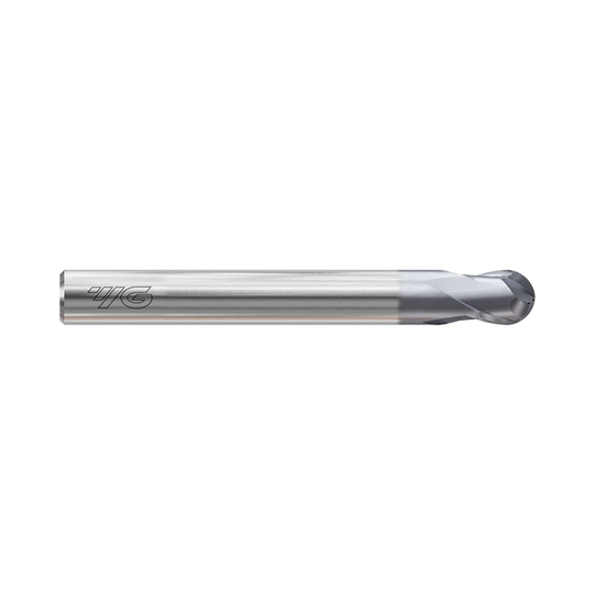 (GYF97) HSS-PM, Only One 2Flute Coated Ball Nose End Mill, Short Length, Flat Shank