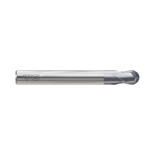 (GYF97) HSS-PM, Only One 2Flute Coated Ball Nose End Mill, Short Length, Flat Shank