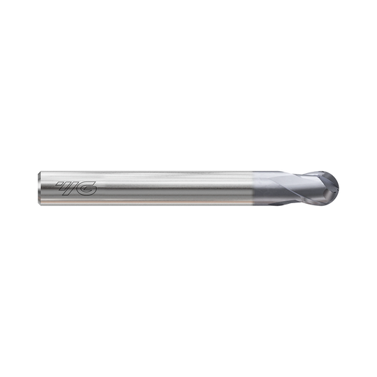 (GYF97) HSS-PM, Only One 2Flute Coated Ball Nose End Mill, Short Length, Flat Shank