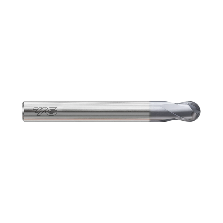 (GYF97) HSS-PM, Only One 2Flute Coated Ball Nose End Mill, Short Length, Flat Shank
