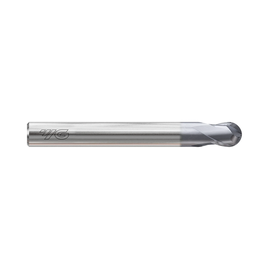 (GYF97) HSS-PM, Only One 2Flute Coated Ball Nose End Mill, Short Length, Flat Shank