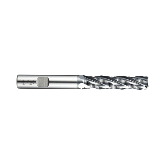 (GYF98) HSS-PM, Only One Multi Flute Coated Roughing End Mill, Long Length, Flat Shank (Fine)