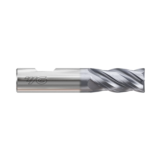 (GYG52) HSS-PM, Only One 4Flute, Multiple Helix Coated End Mill, Short Length, Flat Shank