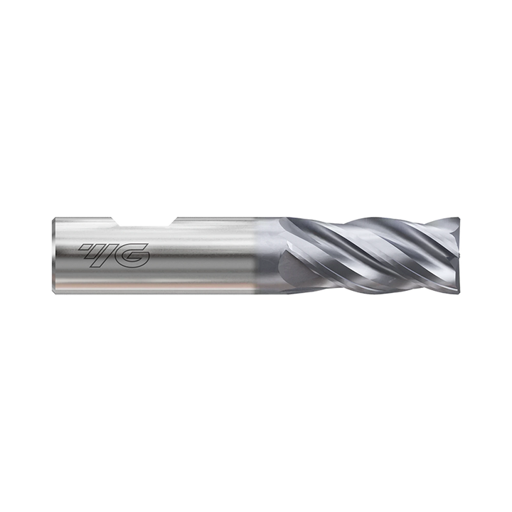 (GYG52) HSS-PM, Only One 4Flute, Multiple Helix Coated End Mill, Short Length, Flat Shank