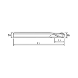 (GAA32) HSS-PM, Tank-Power, 2Flute Coated Ball Nose End Mill, Long Length