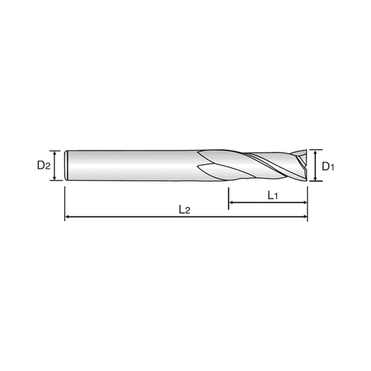 (GA936) HSS-PM, Tank-Power, 2 Flute End Mill, Short Length (TiAlN Coated)