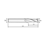 (GA936) HSS-PM, Tank-Power, 2 Flute End Mill, Short Length (TiAlN Coated)