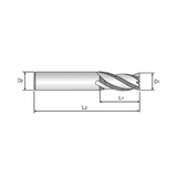 (EP941) HSS-PM, Tank-Power, 3 Flute Roughing End Mill, Short Length (TiAlN Coated)