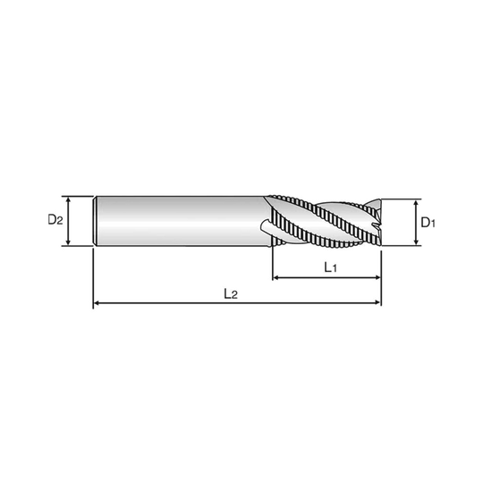 (EP941) HSS-PM, Tank-Power, 3 Flute Roughing End Mill, Short Length (TiAlN Coated)