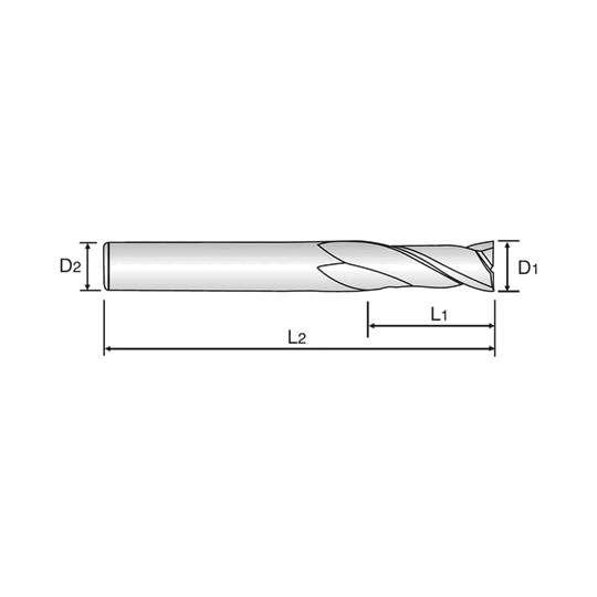 (GA942) HSS-PM, Tank-Power, 3 Flute End Mill, Stub Length (TiAlN Coated)