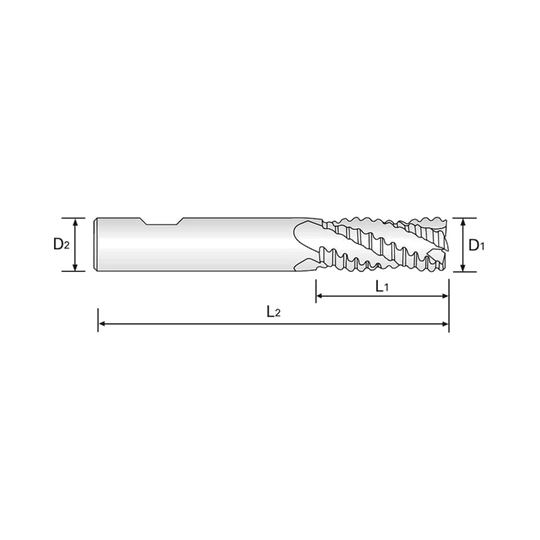 (GAA34) HSS-PM, Tank-Power, Multi Flute Coated Roughing End Mill, Long Length (Coarse)
