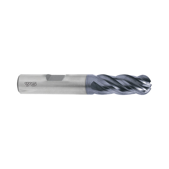 (GMG56) V7 Plus Carbide, 4Flute Multi Helix Ball Bose End Mill, Long length, Flat Shank