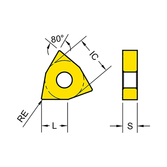 WNMG-UM Medium Machining (Unstable) Turning Insert (80° Trigonal Negative)