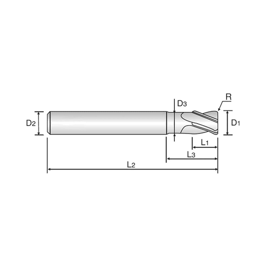 (GM839) X-Power Pro Carbide 4Flute Corner Radius End Mill, Stub Length