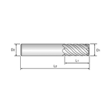 X5070 Multi Flute 45°Helix Long End Mill (G8D63)